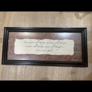 Framed Love Never Fails Home Decor